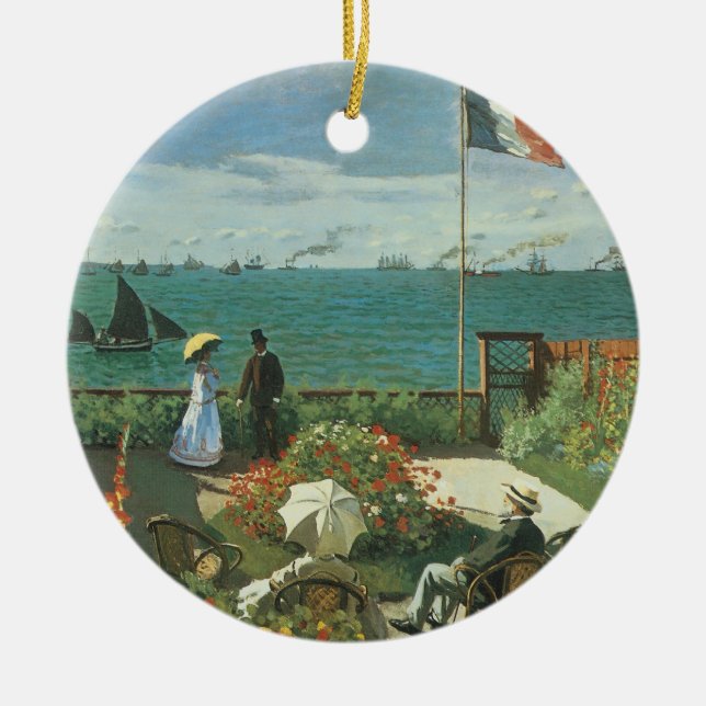 Terrace at the Seaside by Claude Monet Ceramic Ornament (Front)