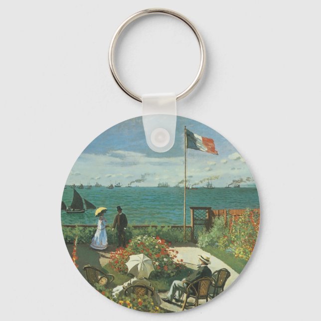 Terrace at the Seaside by Claude Monet Keychain (Front)