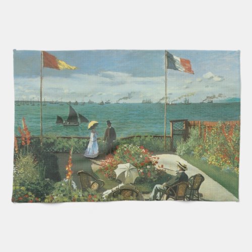 Terrace at the Seaside by Claude Monet Kitchen Towel