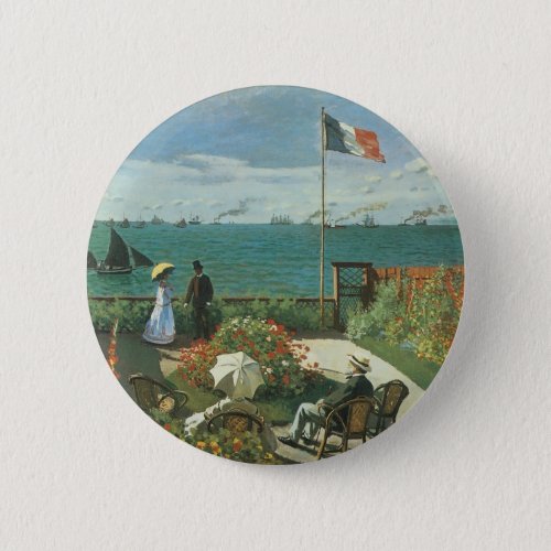 Terrace at the Seaside by Claude Monet Pinback Button