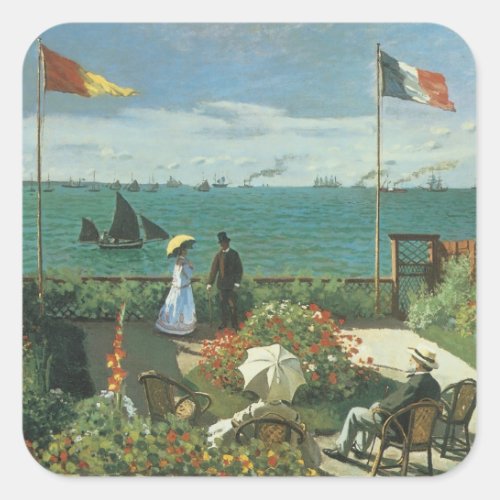 Terrace at the Seaside by Claude Monet Square Sticker