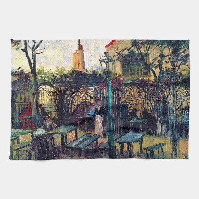 Terrace  Cafe on Montmartre Vincent Van Gogh Towel (Horizontal)