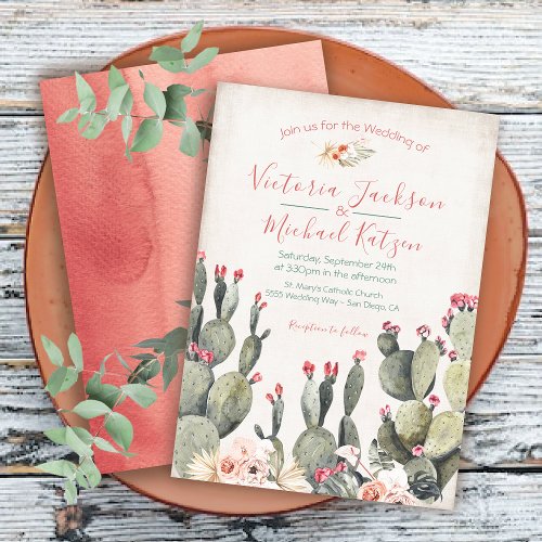 Terracota and Cactus Wedding invitations