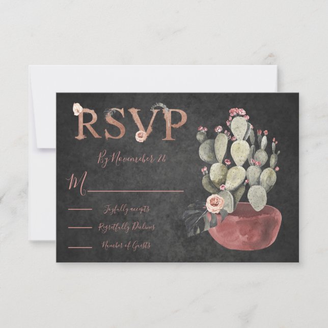 Terracota and Cactus Wedding response cards RSVP (Front)