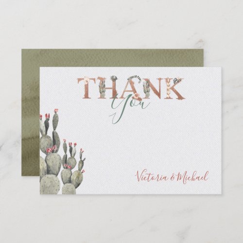 Terracota and Cactus Wedding Thank you card