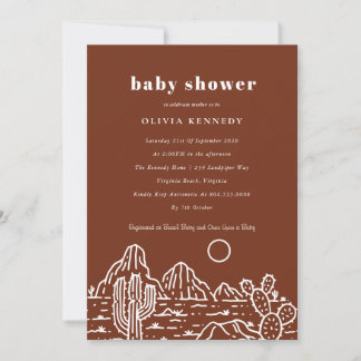 Terracota Baby Shower Cactus Line Art Desert Invitation