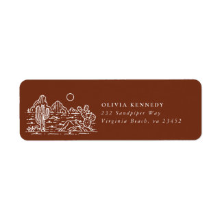Terracota Baby Shower Cactus Line Art Desert Label