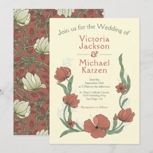 Terracota Craftsman Floral  Wedding invitations
