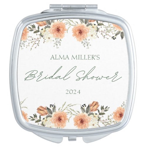 Terracota Flower Bridal Shower Compact Mirror