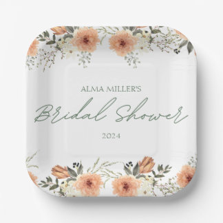 Terracota Flower Bridal Shower Paper Plates