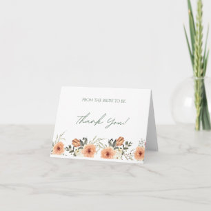 Terracota Flower Bridal Shower Thank you Card