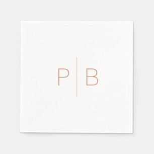 Terracota Orange Modern Elegant Monogram Wedding Napkins