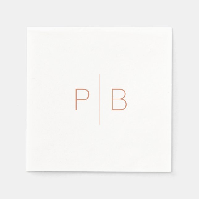 Terracota Orange Modern Elegant Monogram Wedding Napkins (Front)