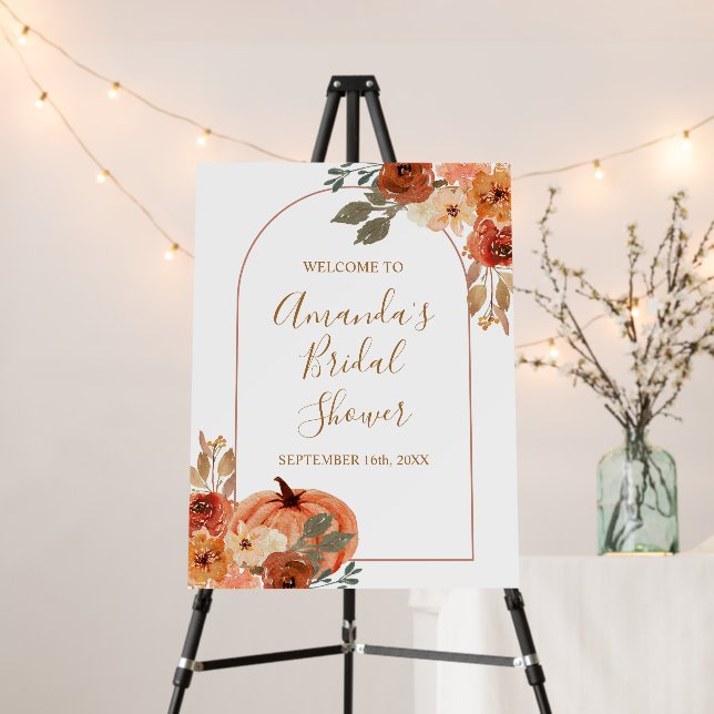 Terracota Pumpkin Boho Arch Bridal Shower Welcome Foam Board (In Situ (Stand))