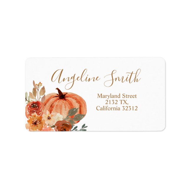 Terracota Pumpkin Boho Arch Floral Baby Shower Label (Front)