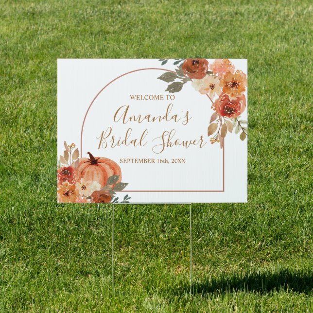 Terracota Pumpkin Boho Bridal Shower Welcome Sign (Insitu)