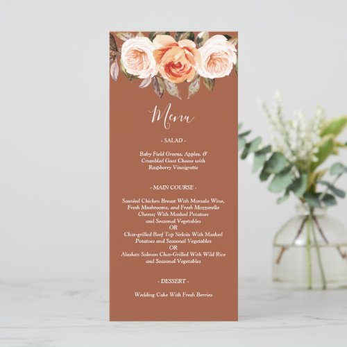 Terracott Boho Fall Floral Wedding Menu