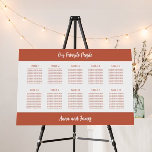 Terracotta 10 Table Seating Chart Foam Board