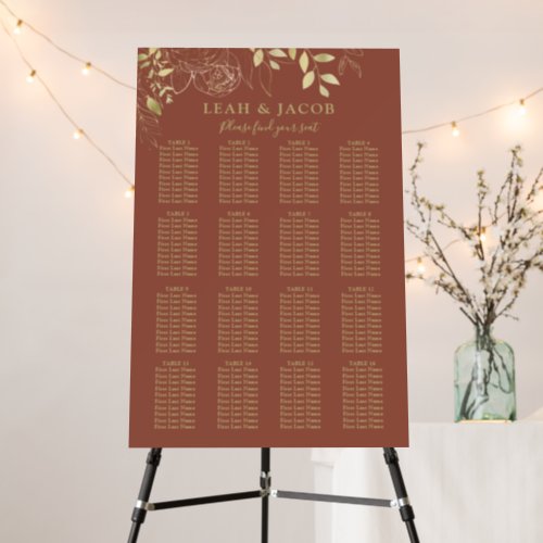 Terracotta 16 Table Floral Wedding Seating Chart Foam Board