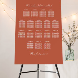 Terracotta 17 Table Wedding Seating Chart Foam Board