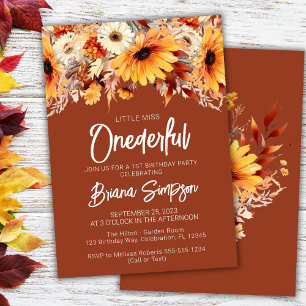 Terracotta 1st Birthday Fall Floral Invitation