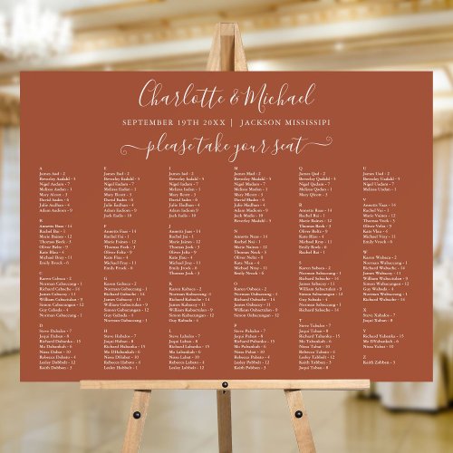 Terracotta 200 Names Wedding Seating Chart Sign