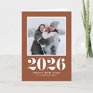 Terracotta 2025 Bold Typography New Year Photo Holiday Card