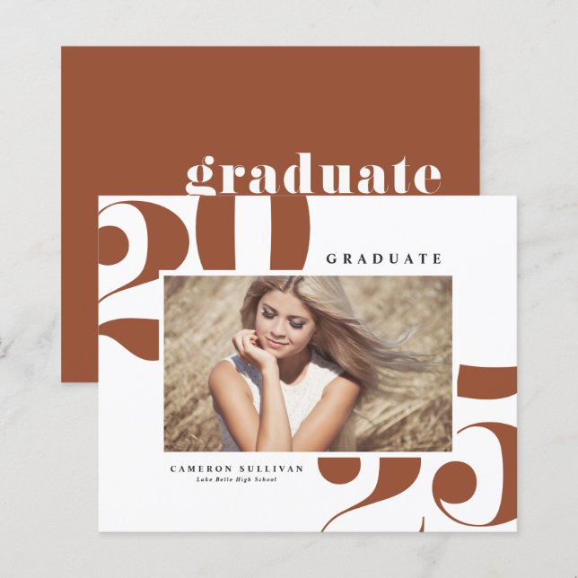 Terracotta 2025 Bold Typography Photo Graduation (Front/Back)