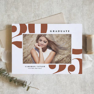 Terracotta 2025 Bold Typography Photo Graduation Invitation