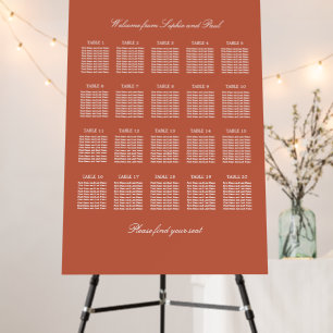 Terracotta 20 Table Wedding Seating Chart Foam Board