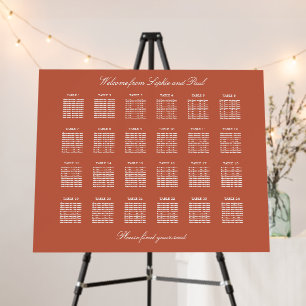 Terracotta 24 Table Wedding Seating Chart Foam Board