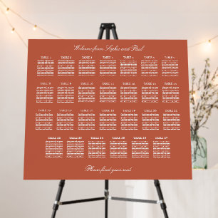 Terracotta 27 Table Wedding Seating Chart Foam Board