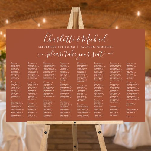 Terracotta 300 Names Wedding Seating Chart Sign