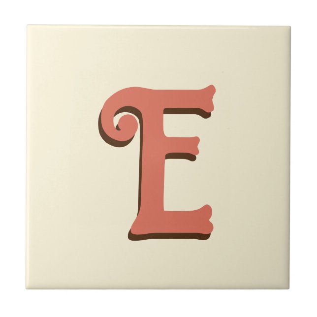 Terracotta 3D Modern Initial Letter | Ivory Cream  Ceramic Tile (Front)
