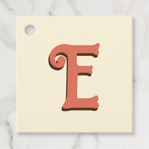 Terracotta 3D Modern Initial Letter  Ivory Cream  Favor Tags