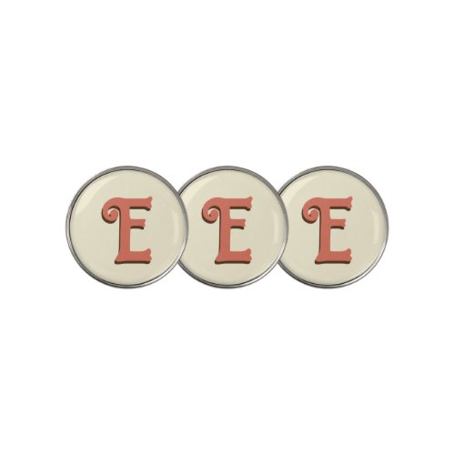 Terracotta 3D Modern Initial Letter  Ivory Cream  Golf Ball Marker