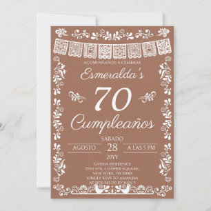 Terracotta 70 Cumpleaños Birthday Party Invitation
