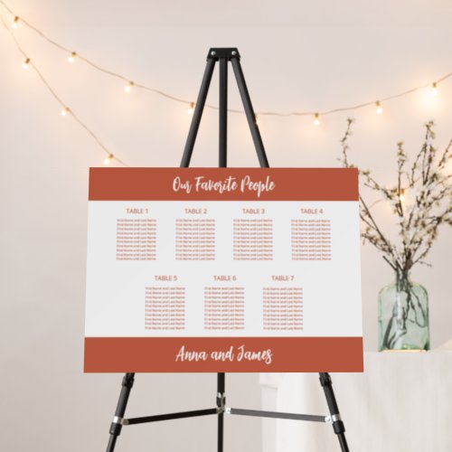 Terracotta 7 Table Seating Chart Foam Board