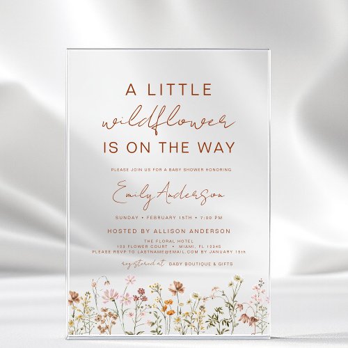 Wildflower Terracotta Floral or wildflower baby shower invitation