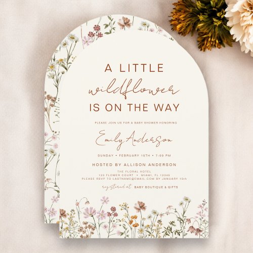 Wildflower Terracotta Floral or wildflower baby shower invitation