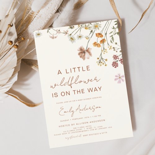 Terracotta A Little Wildflower Baby Shower Invitation