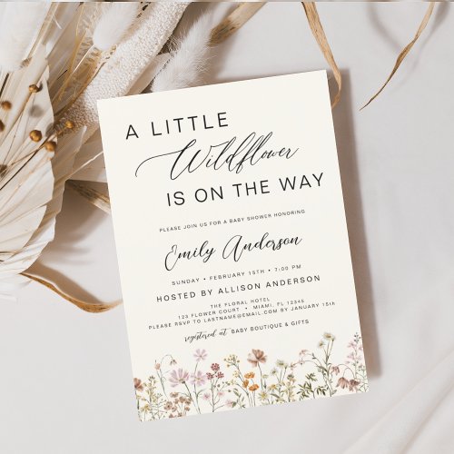 Wildflower Terracotta Floral or wildflower baby shower invitation