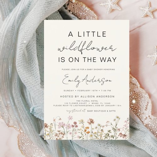 Wildflower Terracotta Floral or wildflower baby shower invitation