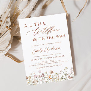 Terracotta A Little Wildflower Baby Shower Invitation