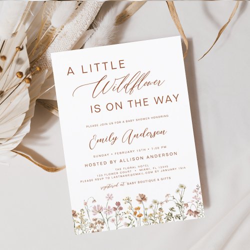 Wildflower Terracotta Floral or wildflower baby shower invitation