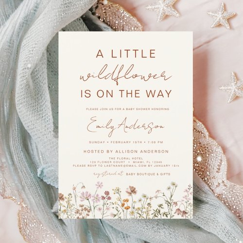 Terracotta A Little Wildflower Baby Shower Invitation