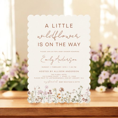 Wildflower Terracotta Floral or wildflower baby shower invitation