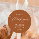 Terracotta A Sweet Thank You Wedding Favor  Classic Round Sticker<br><div class="desc">Terracotta A Sweet Thank You Wedding Favor Stickers</div>
