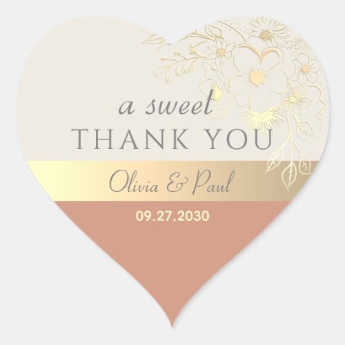 Terracotta A Sweet Thank You Wedding Favor Heart Sticker