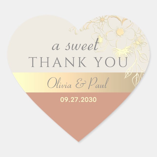 Terracotta A Sweet Thank You Wedding Favor Heart Sticker (Front)